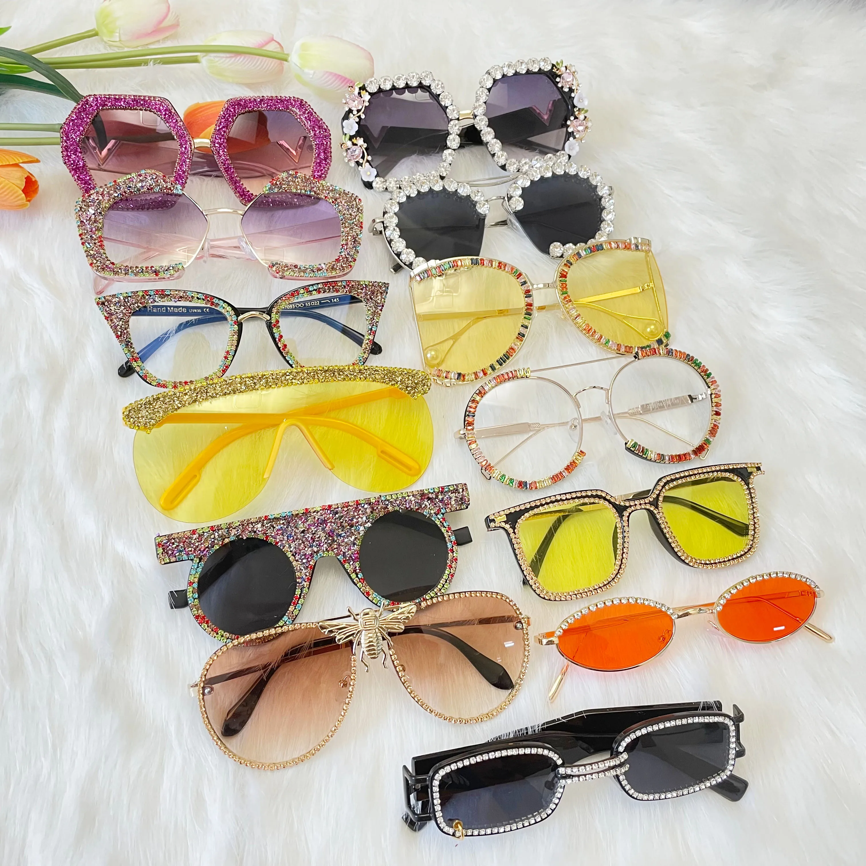 

High Quality Designer Women Men Shades Diamond Sunglasses