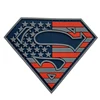 Try High Quality Brand Patch Maker Tesnio Superhero Superman USA Flag PVC Patch with Hook Fastener Backing