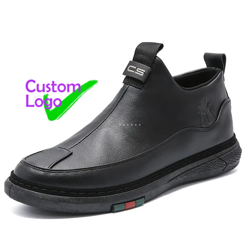 

Slip on Economicos Leather Safety Shoe Festa yiwu shoes Leather Shoes Erkek Latest Design Negras Black LeatherSide Zipper