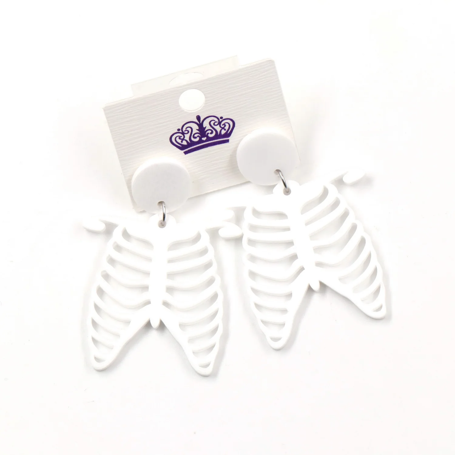 

ERS538ER1212 1 pair Ribcage Drop Earrings Halloween Holiday Earrings Laser Cut White Acrylic Earrings