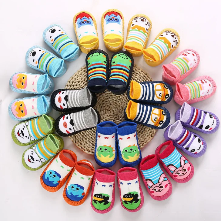 

2021 Newest design baby socks autumn winter baby socks cute non-slip cotton baby floor socks toddler shoes