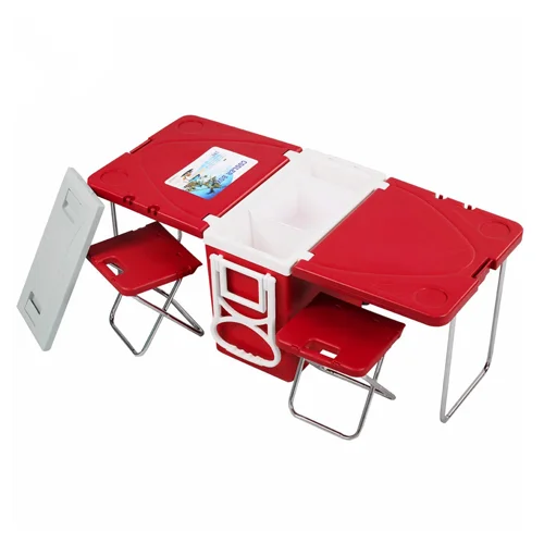 

28L Foldable Cooler Box with Chair Table and Wheels For Camping