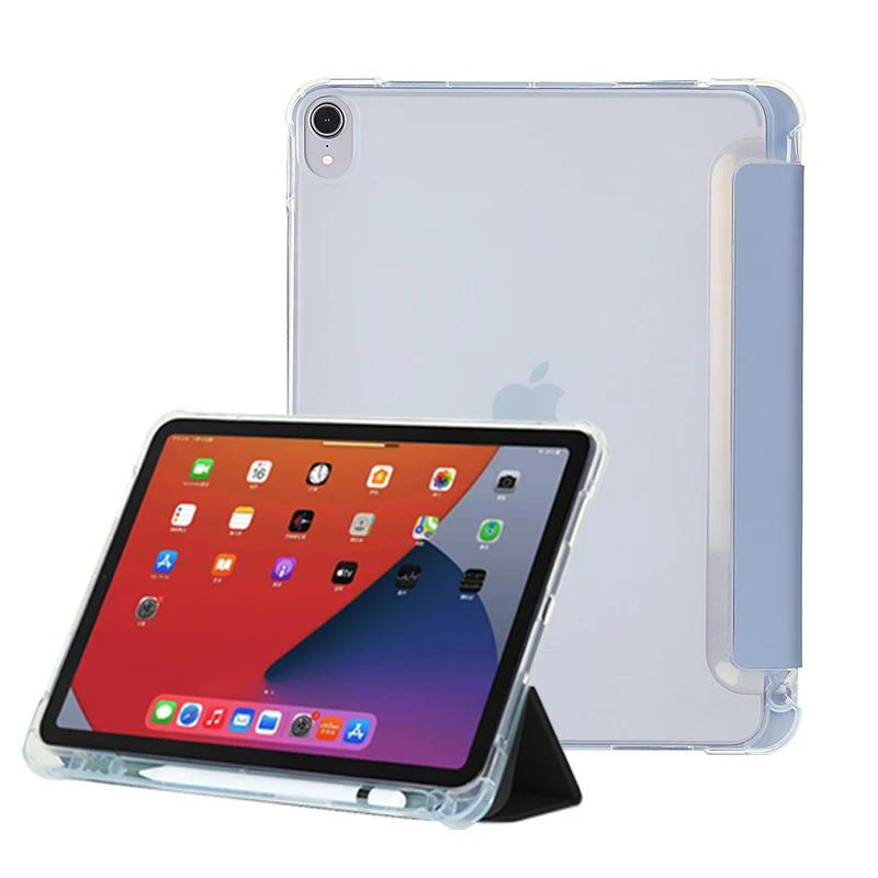

Tablet clear back case with pencil PU leather case for iPad 10.9 Air 4