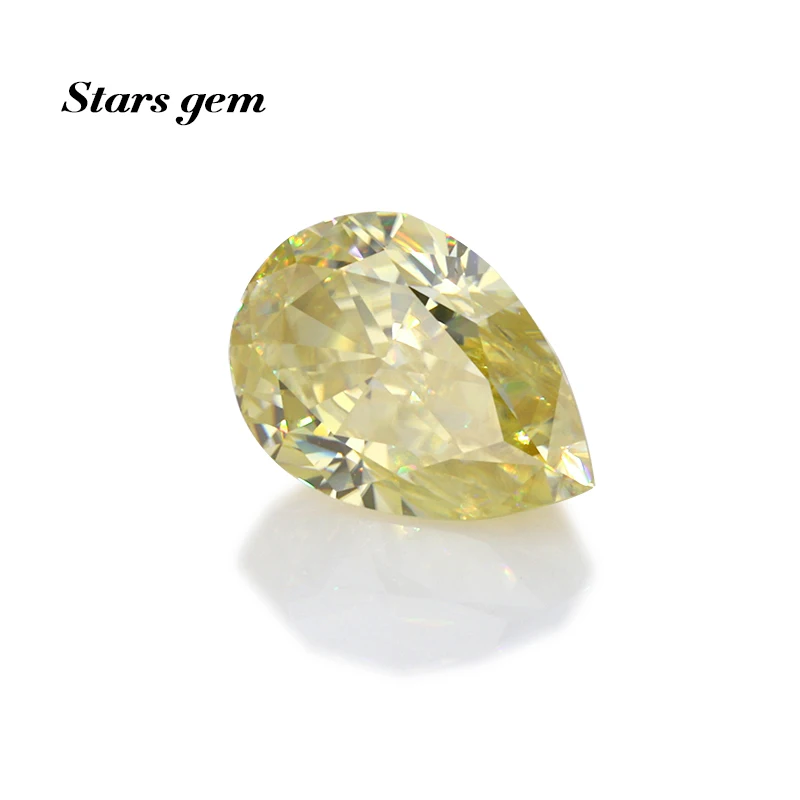 

yellow color moissanite pear crushed ice canary moissanite gemstone for jewelry