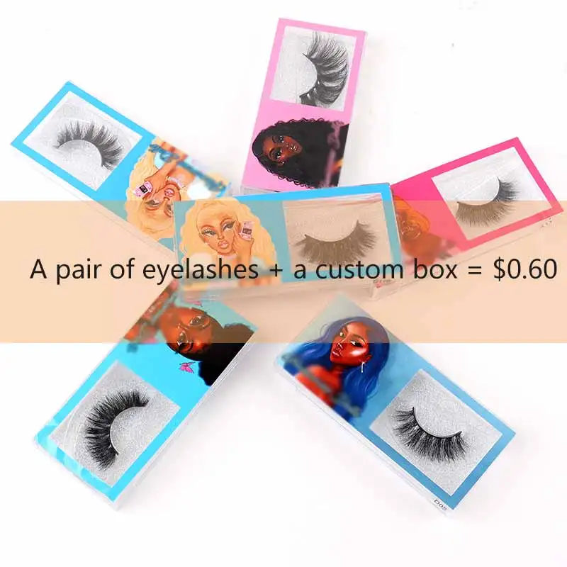 

wholesale New arrival 25mm 3D Wispy Mink Eyelashes lashbox packaging 25 mm 3d Faux Mink Eyelash Vendor, Black