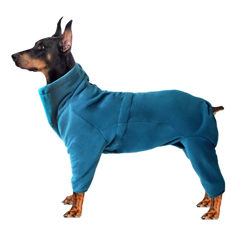 

Wholesale Pet Dog Winter Warm Cotton Polyester Fleece High Collar Pullover Four Legs Pet Clothing Dog Clothes Apparel, Turquoise, navy blue