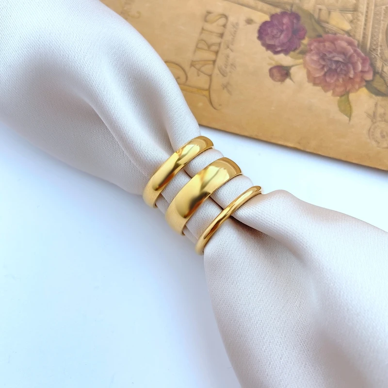 

High Quality 18K Gold Plated Simple Solid Glossy Rings for Men and Women