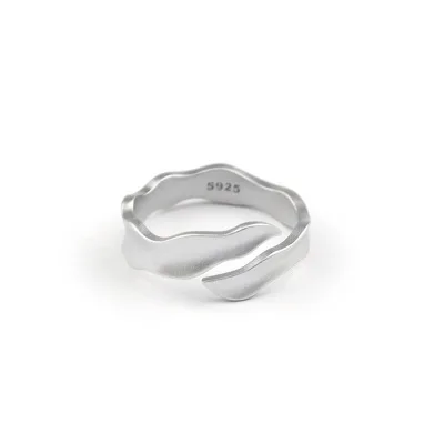 

Trendy Individual Creative Design Wave Opening Ring Sterling Silver Ring For Women Jewelry, Gold