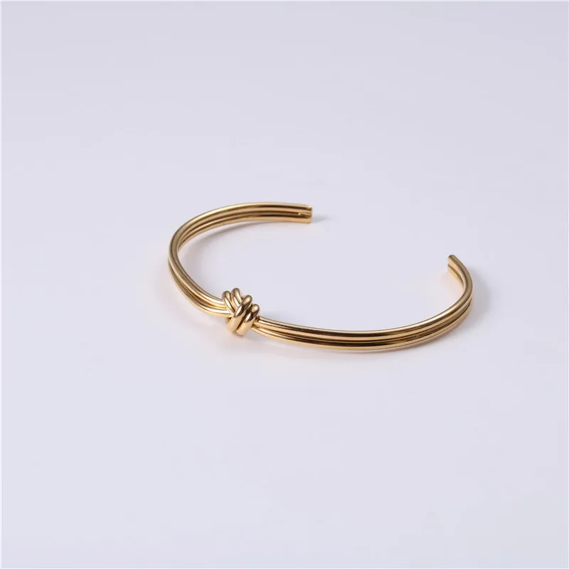 

High End Gold Plated Stainless Steel Knot Cuff Bracelet for Women Wholesale Jewelry