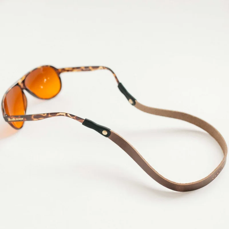 

Genuine Leather Neoprene Chain Sunglasses Eyeglass Neck Cord Strap, Brown
