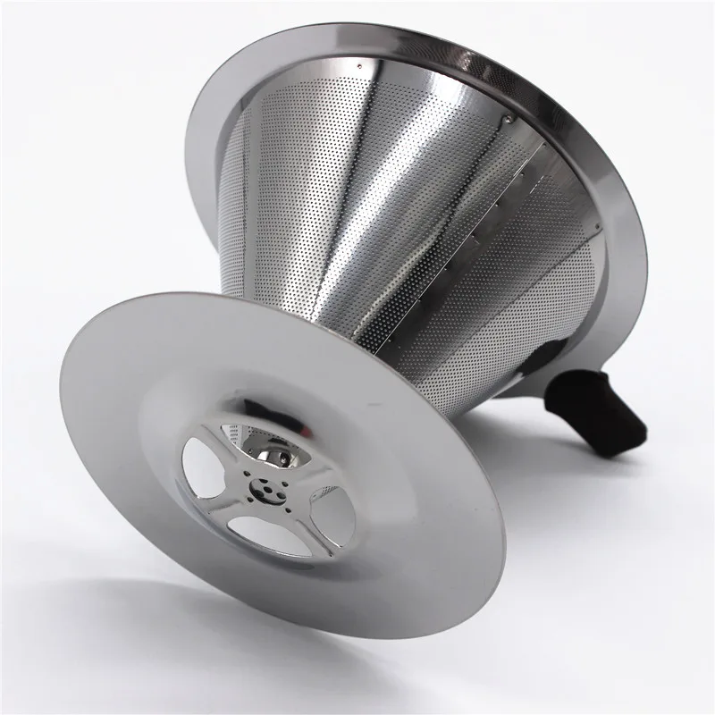 Manual Reusable Stainless Steel Pour Over Dripper Paperless Design with Mesh Filter Coffee Tea-Eco-Friendly Pour Coffee Maker