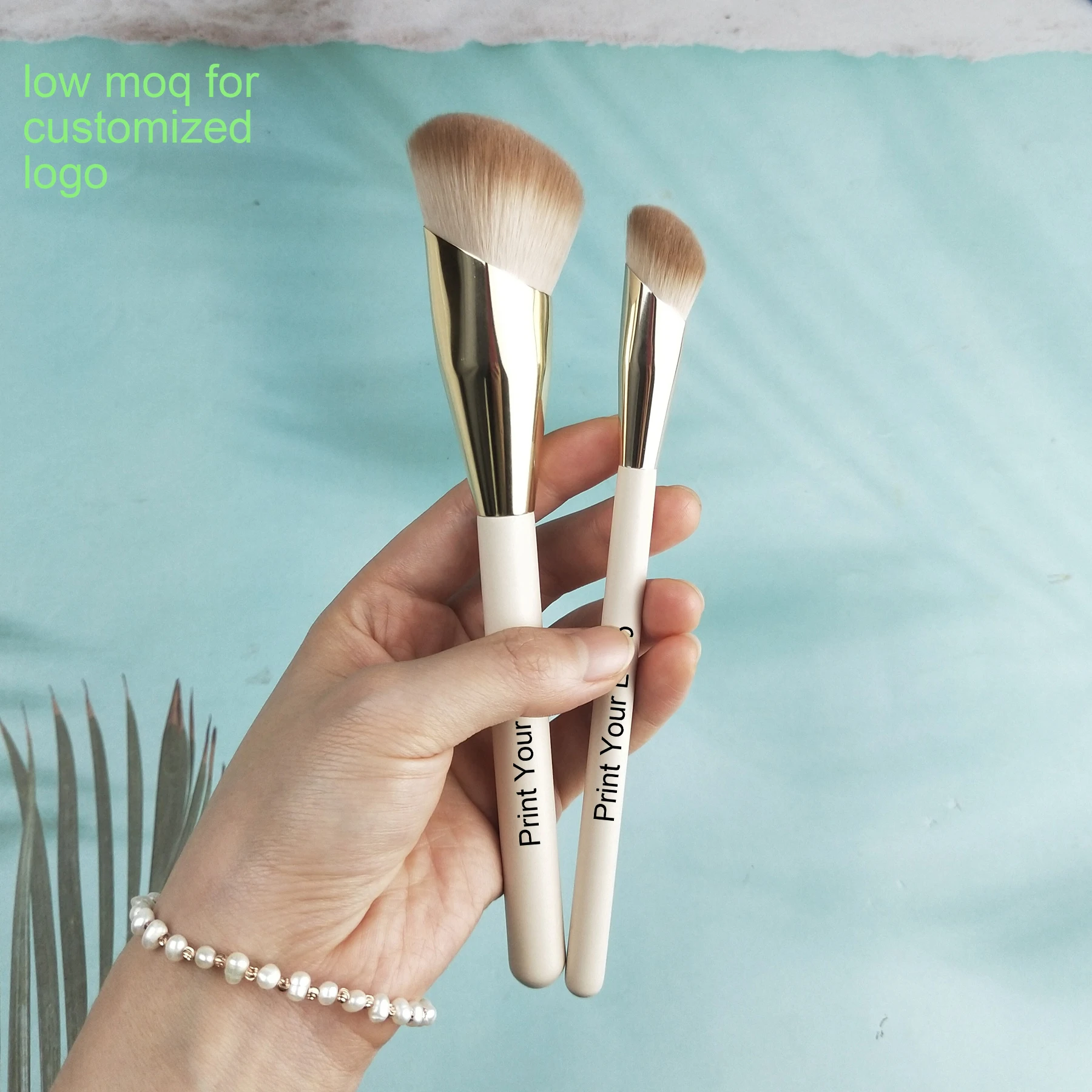 

2pcs custom logo face makeup concealer foundation brushes set private label Professional Cosmetics concealer foundation brushes