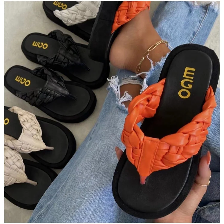 

2022 Wholesale Ladies Thongs Outdoor Slipper Summer Beach Platform Strapless Sandals Flip Flops