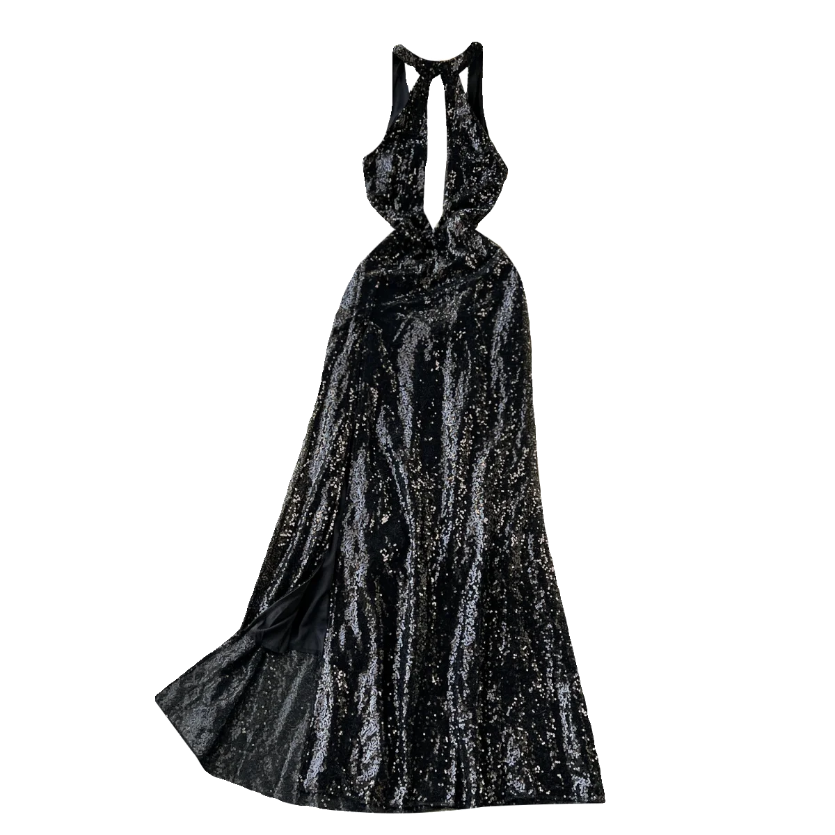 

Fashion Women Sequin Dress Halter Slim Fishtail Dress