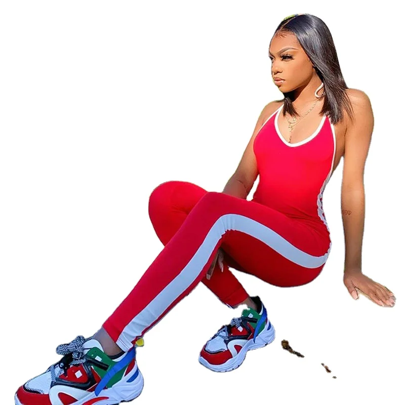 

New Style Summer Casual Bodycon Sleeveless Lady Rompers Girl Workout Active Wear Skinny womens one piece jumpsuit, Shown