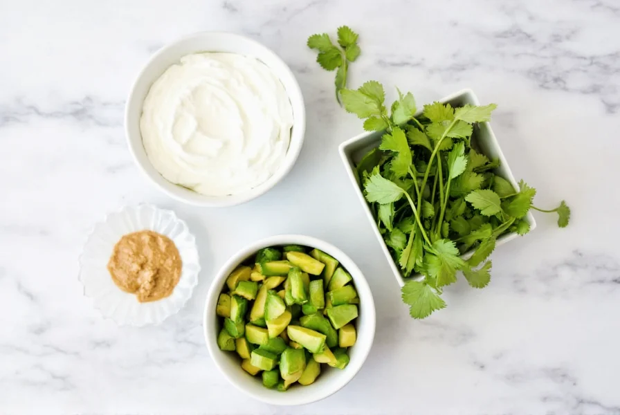 Healthy chili bowl toppings including Greek yogurt, avocado slices, and fresh cilantro