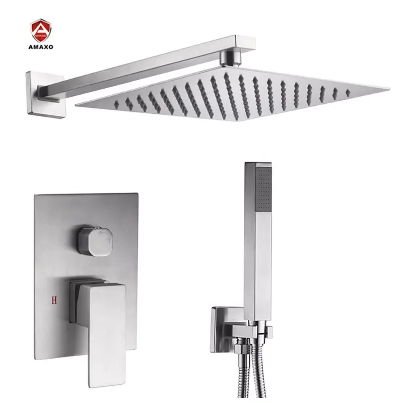 

Luxury Brass Waterfall Shower Rainfall Shower System Rain Bathroom Concealed Shower Mixer Set