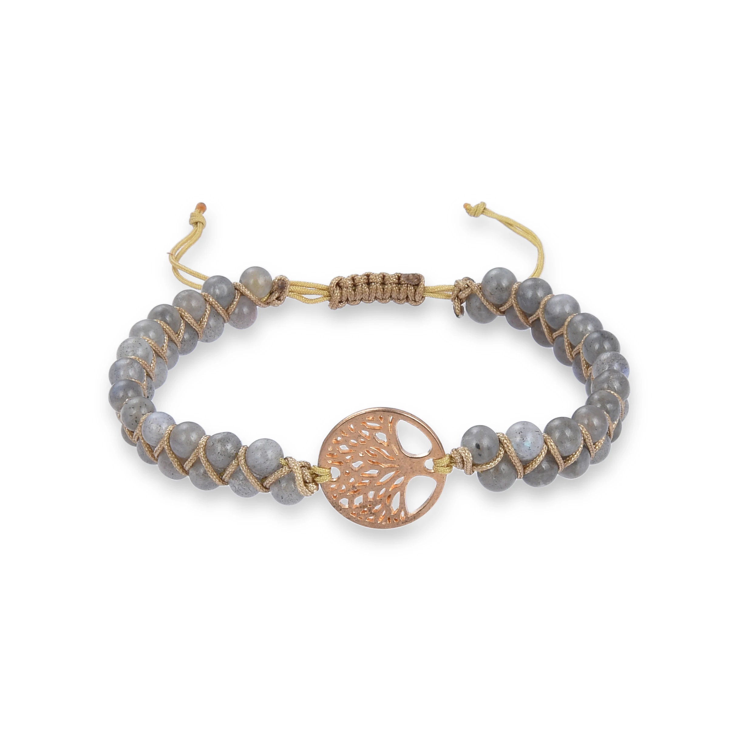 

Guangzhou hot sale natural 4 mm labradorite double row braided adjustable bracelet, As picture