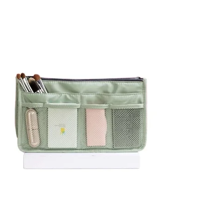 

New Memory Nylon Insert Handbag Purse handheld double zipper bag multifunctional storage bag washroom organizer makeup bag