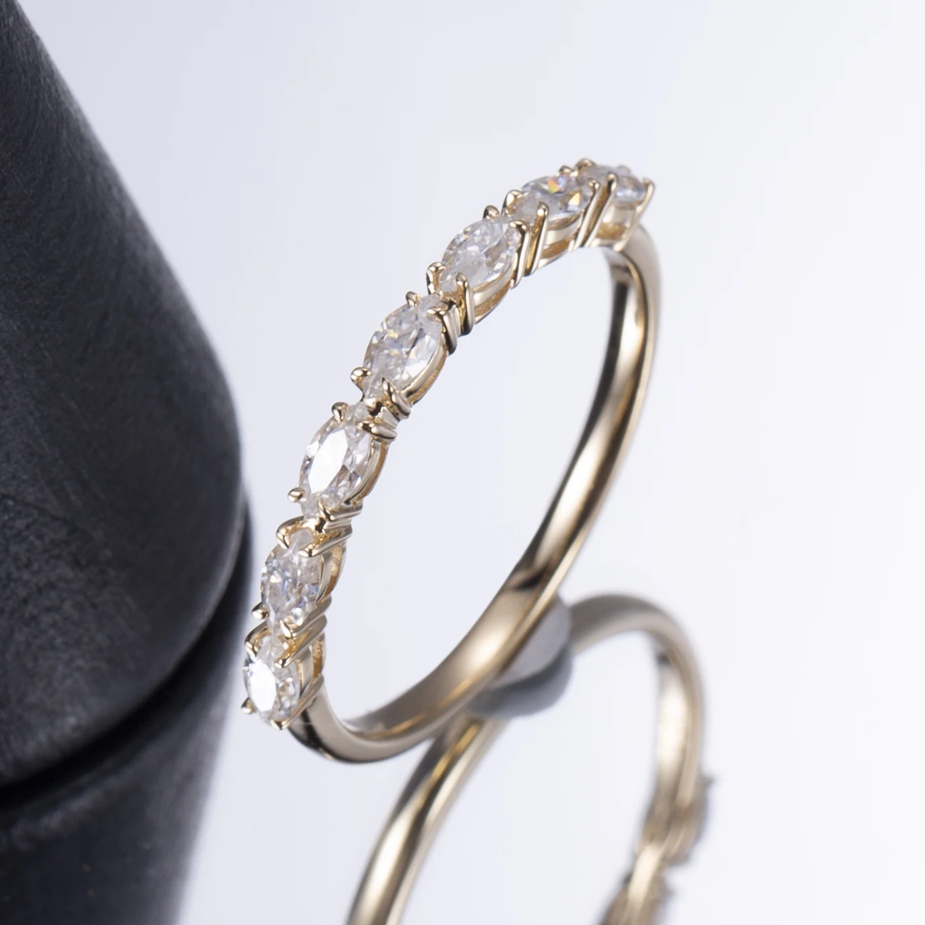 

New product 18K yellow gold women ring Marquise cut moissanite diamond ring