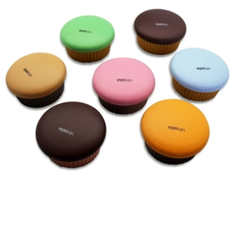 

wholesale cute contact lens case cake model contact lenses case portable eye contact lens case, Stock mix color,offer custom own color