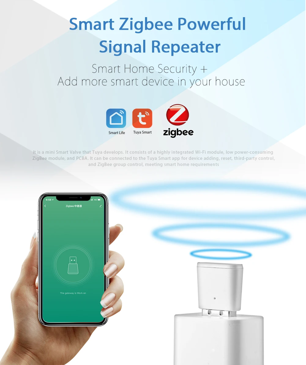 Tuya Smart Zigbee Gateway Repeater Signal Booster Enhancer Amplifier Long Range Zigbee Mesh