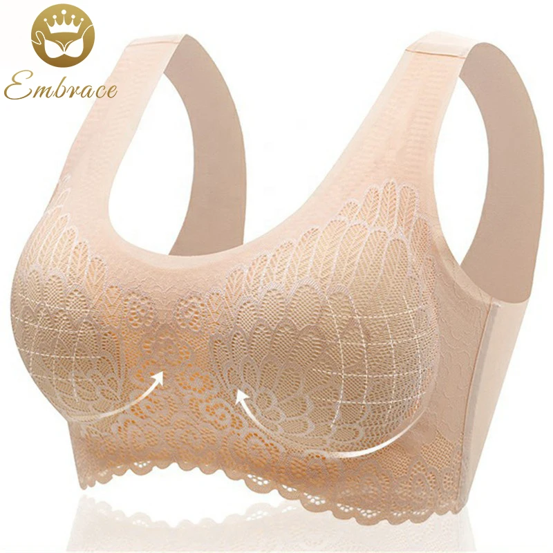 

Latex 4.0 Thai Padded Cup Ladies Full Coverage Vest Top Lace Air Female Bralette Wire Free Push Up Wireless Seamless Bra