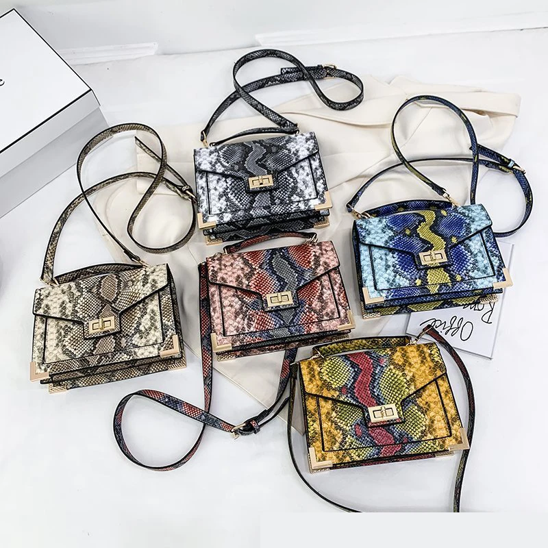 

2021 New design fashion hot sale snakeskin leather lady shoulder crossbody bags luxury high quality handbag for women, 5colors