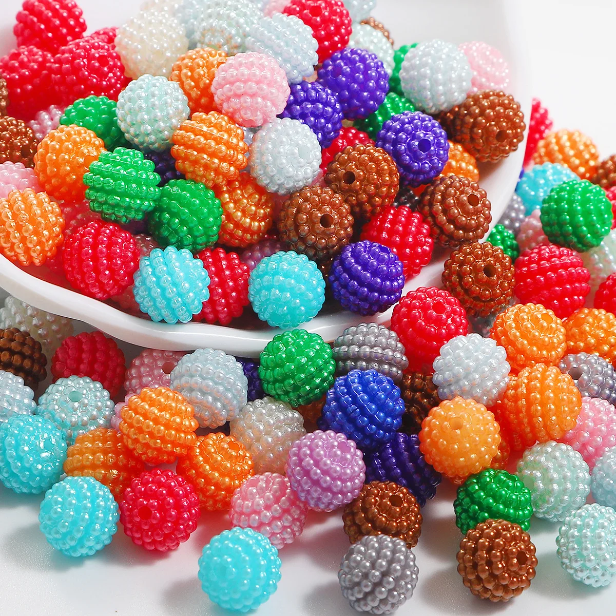 

high quality 500g /bag Candy color solid color bayberry ball loose beads plastic pearl beads for jewelry making