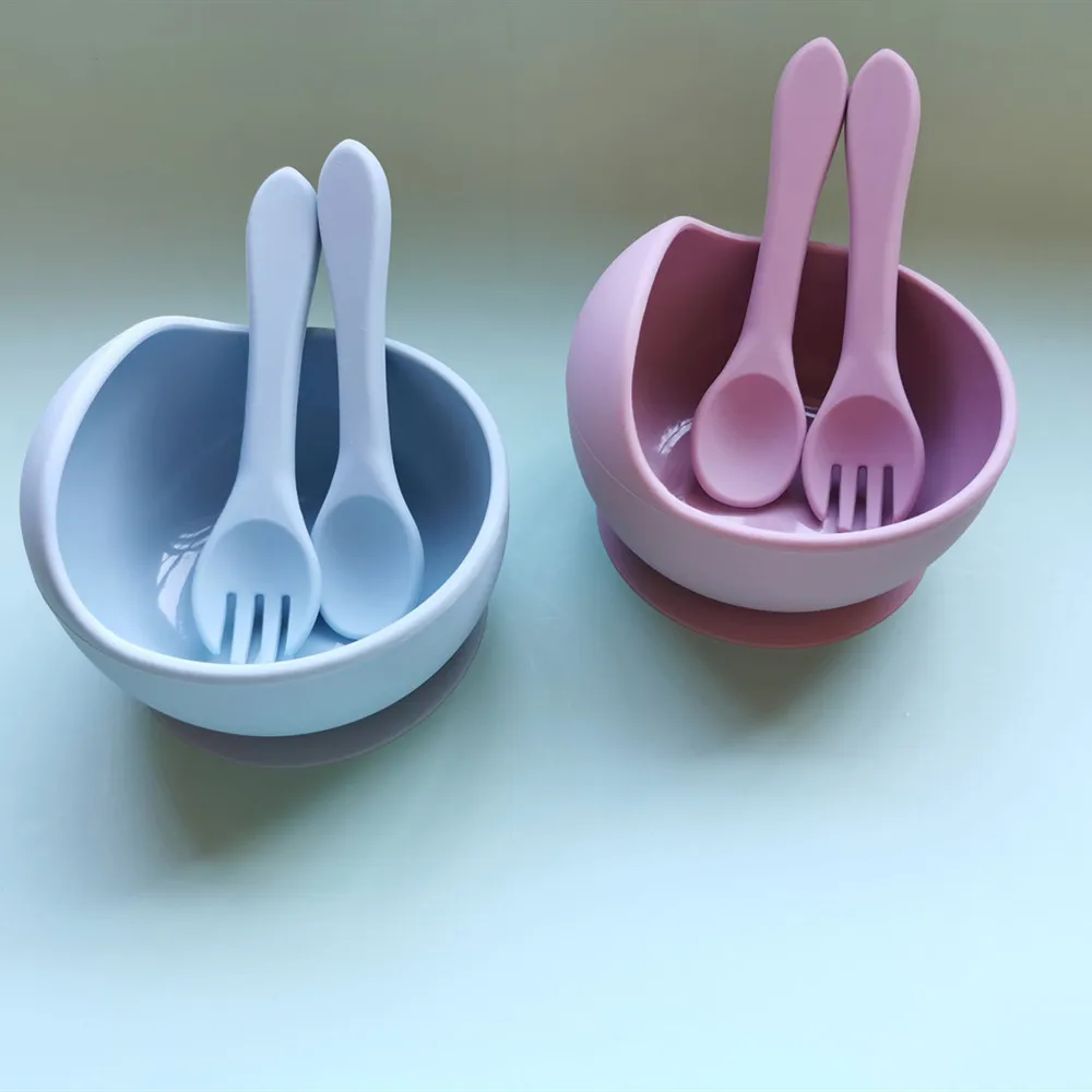 

Bpa Free Food Safe Silicone Children Divided Kids Feeding Spoon Suction Bowl Set Baby Silicone Plate, Customized