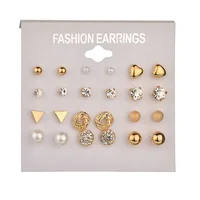 

New Women Earring Jewelry 12 Pairs Classic Fashion Simple Small Women Earring Set With Card