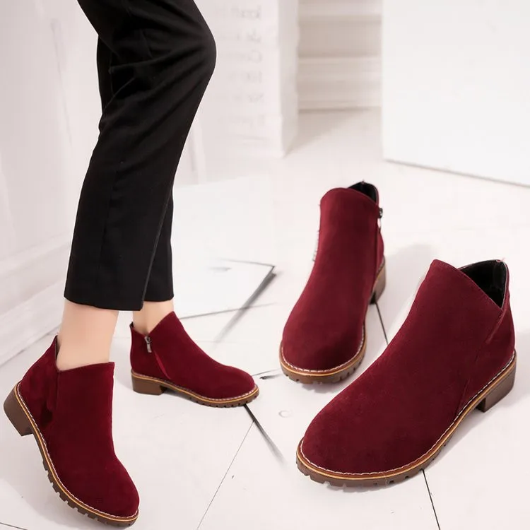 

Wholesale new fashion short boots female pointed thick heel high heel plus size women boots, As the picture show