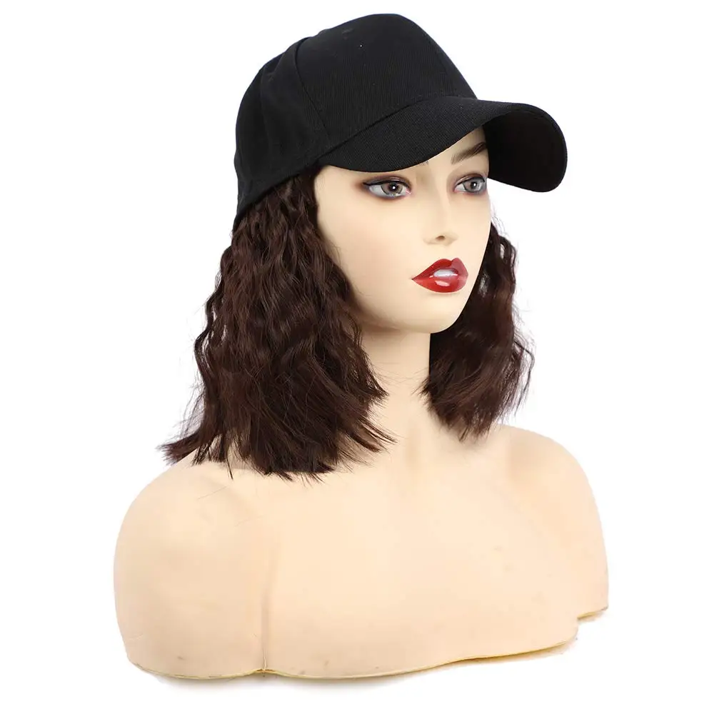 

Baseball Cap With Hair Extension For Women Adjustable Hat Synthetic Wig Long Straight Hair Black Baseball Cap Wigs