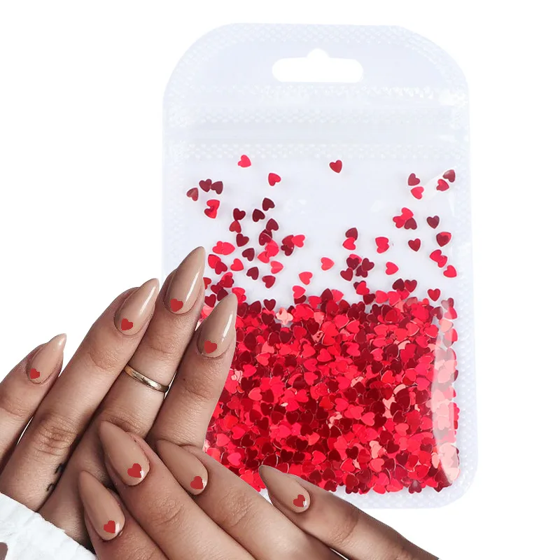 

Misscheering New 2G bag bulk laser shiny love nail sequins DIY nail heart nail jewelry, 10 colors