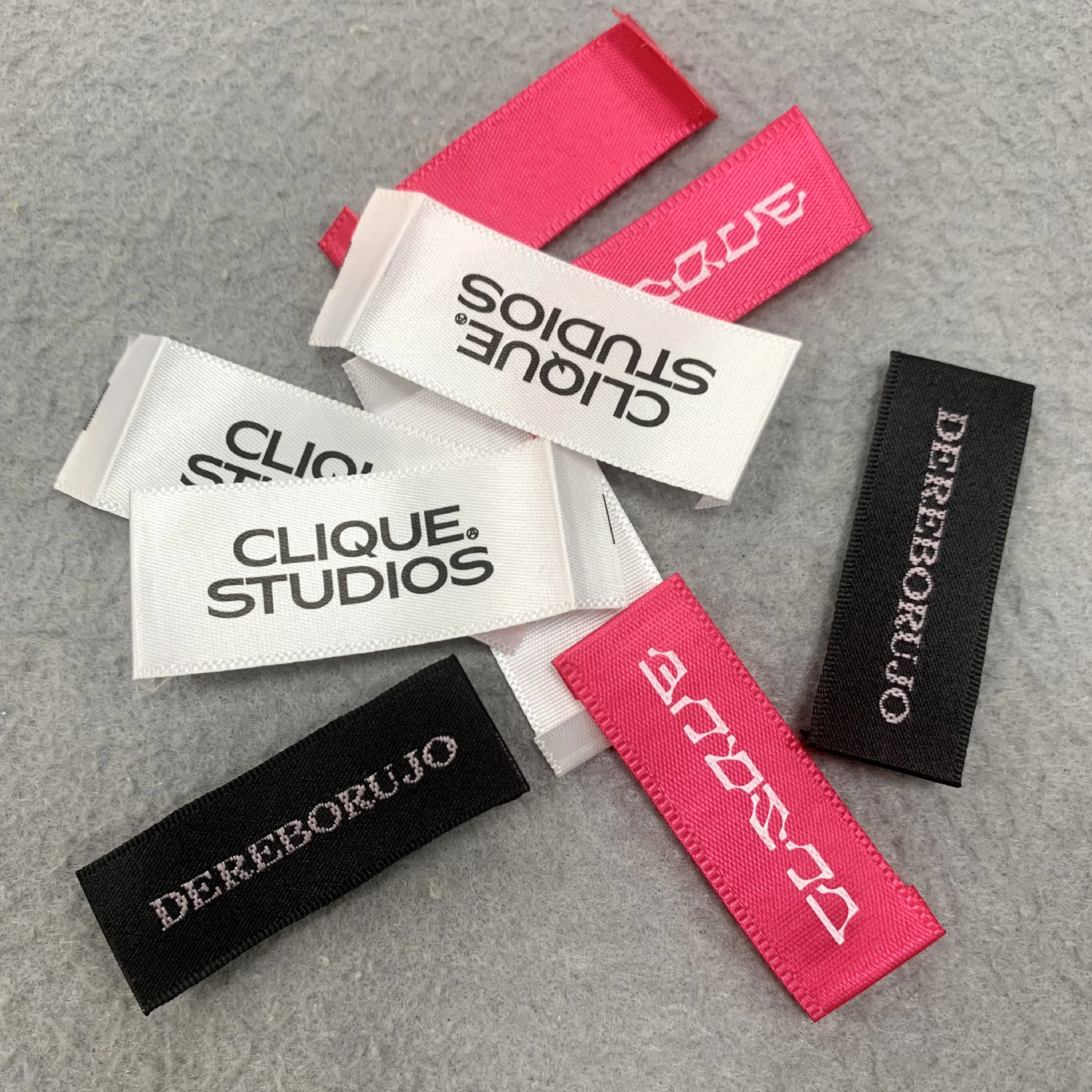 

Garment Accessories Custom Brand Logo Clothing Tags Satin Wash Care Printing Woven Label for T Shirt Clothes