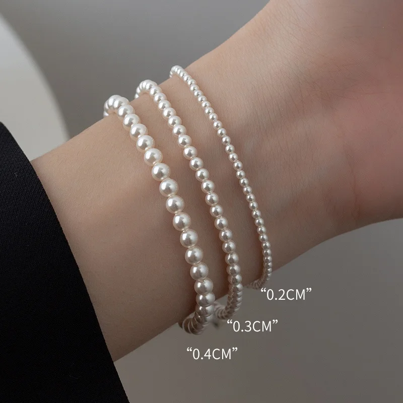 

Stylish Simple Design Women's 925 Sterling Silver Pearl Bead Bracelet With Lobster Clasp