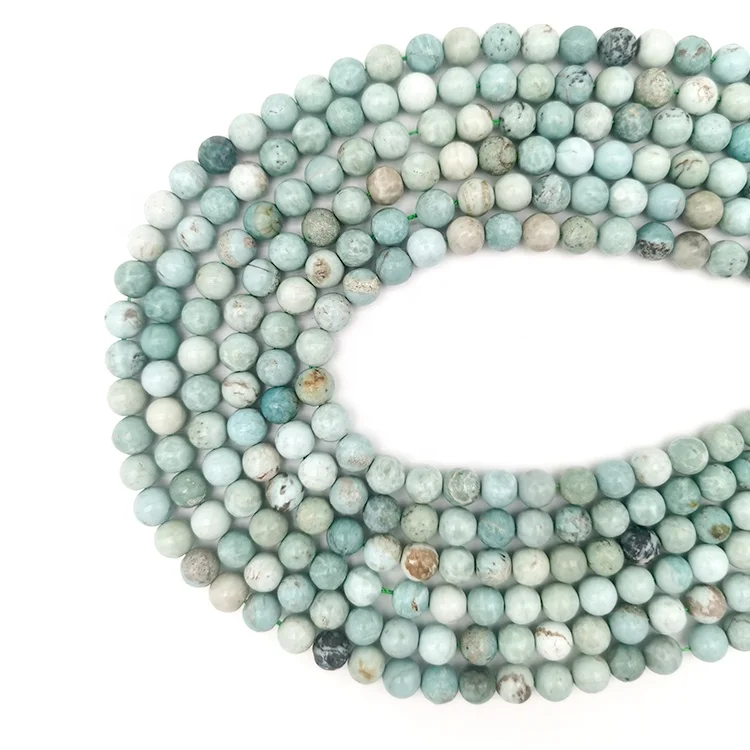

Wholesale natural mineral 8mm Blue Dickite semi-precious stone gemstone loose beads for jewelry making, 100% natural color