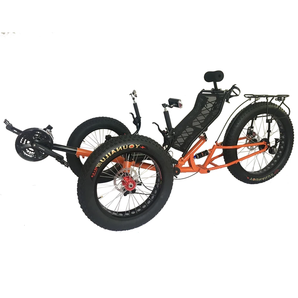 

Free Shipping USA Market Wholesale Foldable Suspension Touring tadpole Recumbent Tricycle 3 wheel