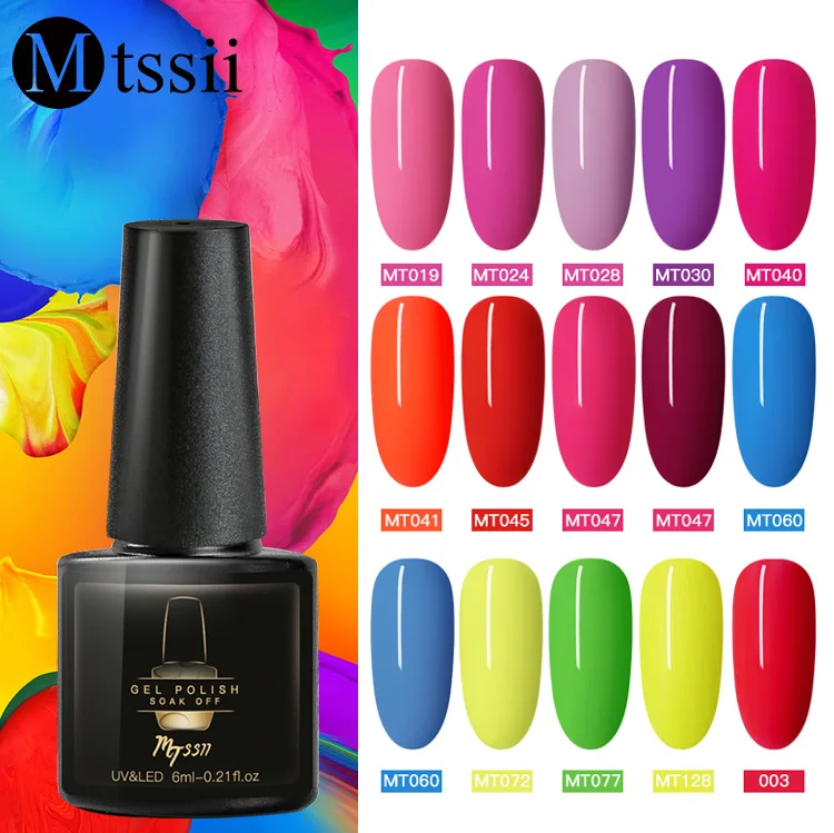 

Mtssii Nail Art Red Pure Color Gel Varnish Semi Permanent UV Led Soak Off Neon Gel Nail Polish, 34colors