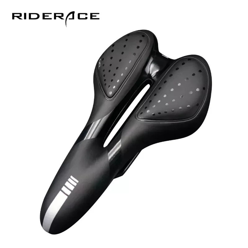 

Bike Saddle Riding Hollow Silicone PU Leather Surface Cushion Cycling Silica Filled Gel Comfortable Bicycle Shockproof Saddle, Black,red