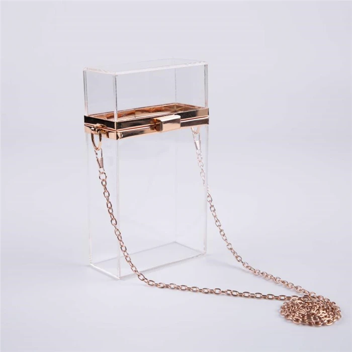 

2021 New fashion women crossbody rectangular purse acrylic clear transparent clutch bags box for Iphone