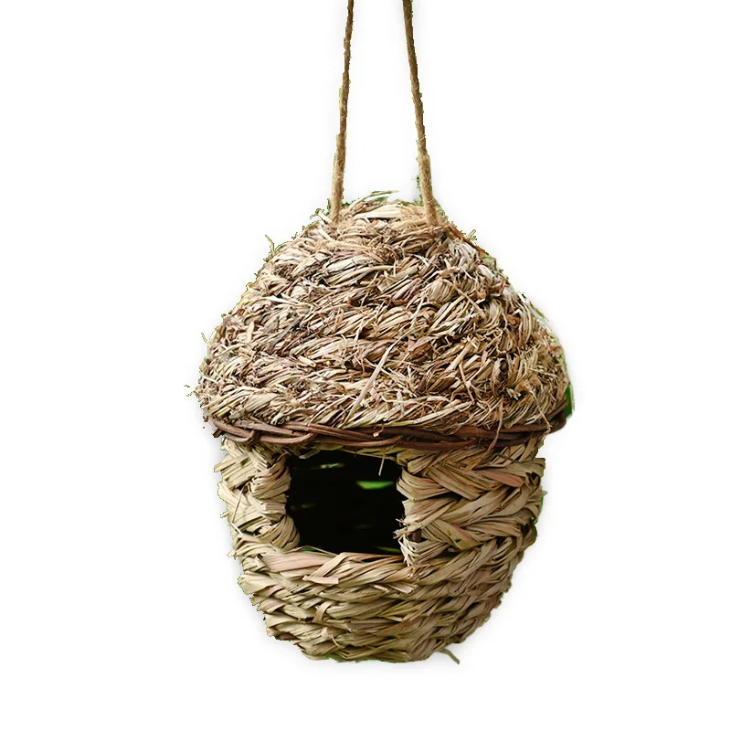 

Birds Nest Eco-Friendly Natural Straw Birdhouse Hut Cozy Resting Breeding Place Toy Parrots Conures Cockatiel