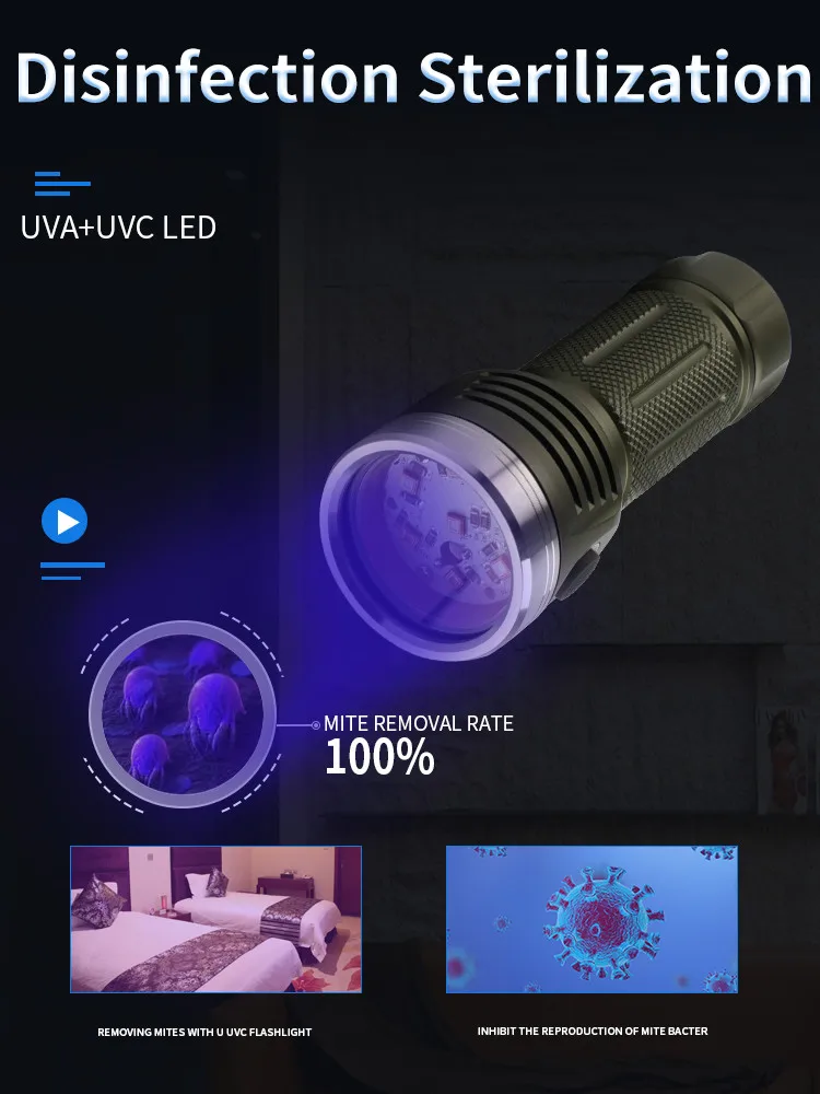 Mateminco MT07 UVC Sterilization UVA Money Check Detector High Power 275nm UV LED Flashlight Torch for Pet Urine Stains