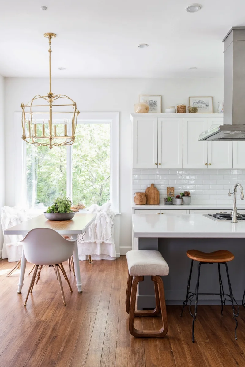 Family enjoying meal together in kitchen-dining space