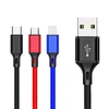 New 1.5M nylon android mobile phone typc c micro usb data charging cable for I phone Samsung