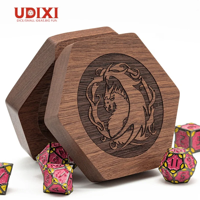 

Udixi DND RPG Wooden Dice Box Dice Case Dungeons and Dragons Role-playing Dice Box