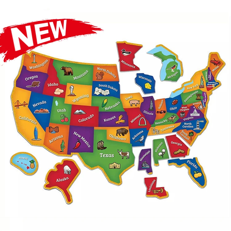 

2023 Custom Made Magnetic Kids Learning Educational Map United State Map Puzzles Games Children Toys Geography Jigsaw Puzzles