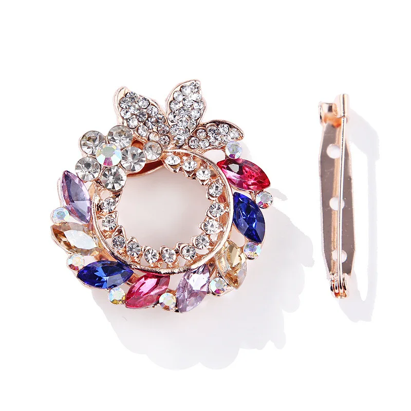 

JW-79 Silky Scarf Buckle Dual-Use Versatile Clothing Accessories Corsage Colorful Crystal Glass Flower Pin Brooch Jewelry, Picture colors