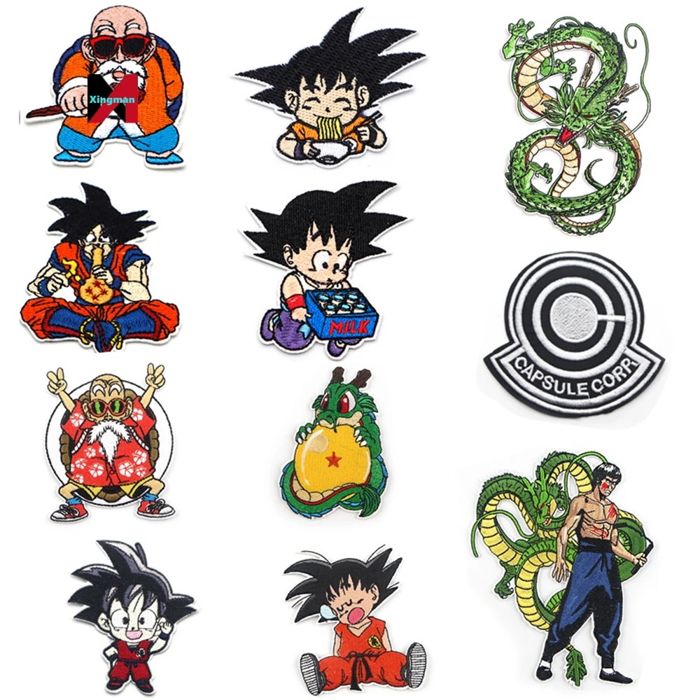 

Trend 2022 cartoon embroidered stickers clothing bags hat accessories adhesive cloth tape Dragon Ball anime patches, Assorted