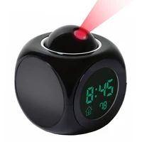 

Talking Voice Prompt Thermometer Snooze Function Desk LCD Projection LED Display Time Digital Alarm Clock M0257